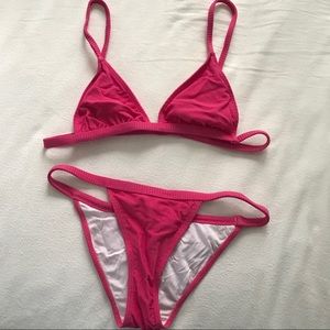 Kylie Jenner Pink Ribbed Bikini Set